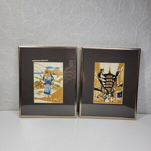 Inagaki Toshijiro Japan Woodblock Framed Prints Woman from Ohara & Yasaka Pagoda